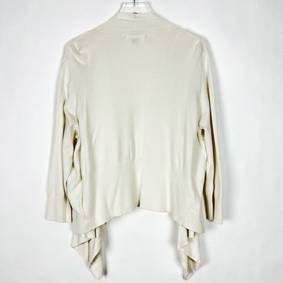 Michael Kors Sweater Womens 2X Ivory Open-Front Asymmetrical Waterfall Cardigan - Picture 10 of 11